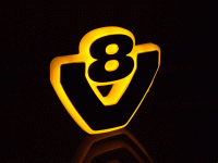 Verlichting V8 logo Amber/Rood  