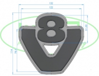 Verlichting V8 logo Amber/Rood
