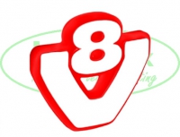 Verlicht V8 logo Rood/ wit